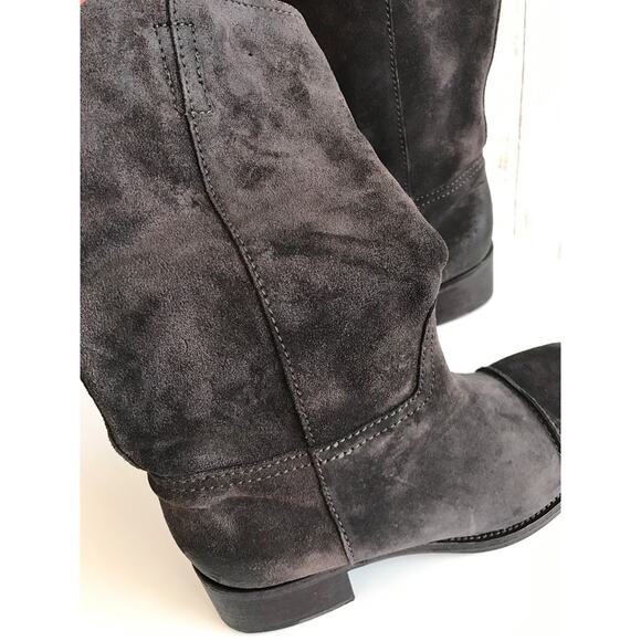 J CREW Dark Gray Suede Cap Toe Mid Calf Pull On Boots 5 NEW - Picture 11 of 11